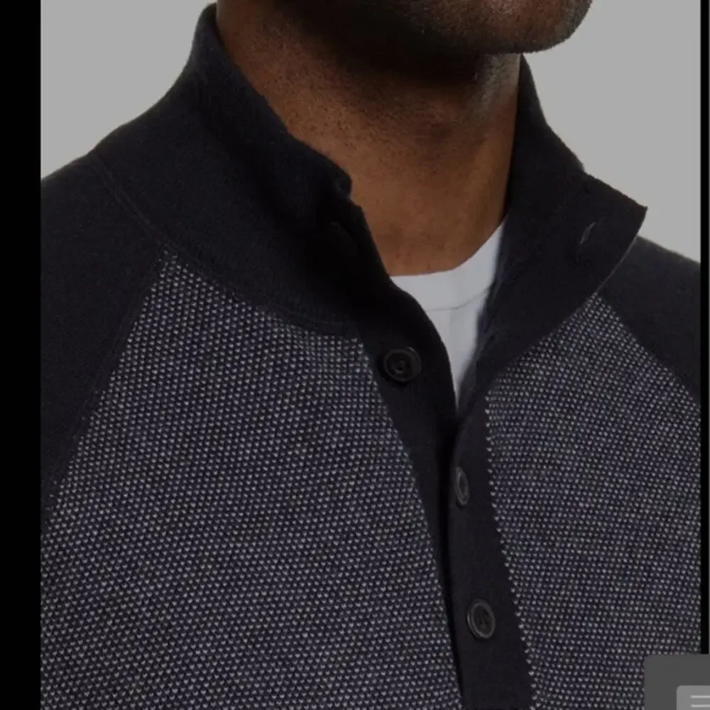 Vince Men's Birdseye Wool & Cashmere Henley Sweater size Large - Picture 3 of 9